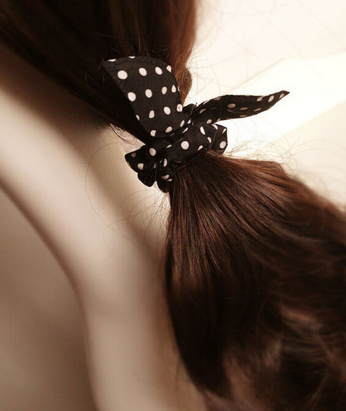 10Pcs Cute Girls Rabbit Ear Hair Tie Bands Ropes Ponytail Holder